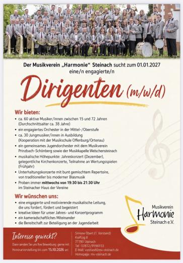 Musikverein „Harmonie“ Steinach e. V. | Dirigent gesucht